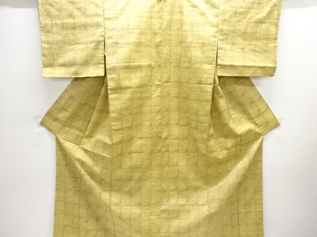 アンティーク　ぜんまい紬抽象模様織出し着物